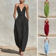 thumbnail image 2 of Quixlent Summer Jumpsuits for Women, Sleeveless Spaghetti Strap Overall, V Neck Casual One Piece Outfits with Pockets, 2 of 7