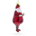 thumbnail image 2 of Santa in Striped Pajamas Glass Christmas Ornament, 2 of 4