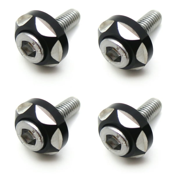 HTTMT 4Pcs 6mm Thread Dia Aluminum Alloy Decorative License Plate Bolt