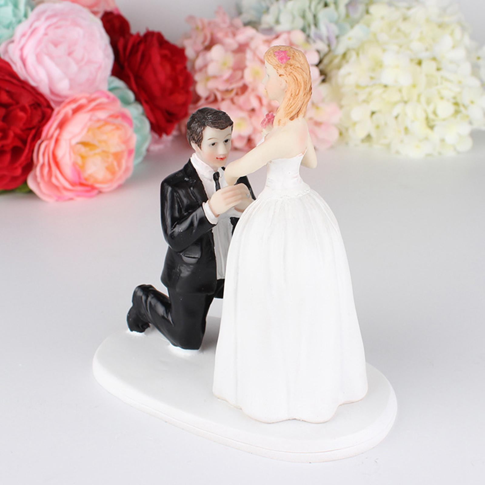 Rustic Wedding Cake Topper Wedding Cake Dolls Simulated Figures Scene Collectible Miniature Scene People for Birthday Wedding
