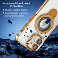 thumbnail image 3 of Entronix Magnetic Clear Case for iPhone 11, Built-in Kickstand Ring Shockproof Bumper, Gold, 3 of 7