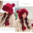 thumbnail image 3 of TOOYOU Women Winter Hat Crochet Ear Cover Plush Wide Brim With Fur Ball Pompom Knit Hats Warm Cold Beanie Hats, 3 of 9