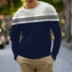 thumbnail image 1 of Blusas y camisas de manga larga con cuello redondo para hombre, blusa informal de manga larga con cuello redondo y estampado, camiseta tipo jersey para hombre., 1 of 4