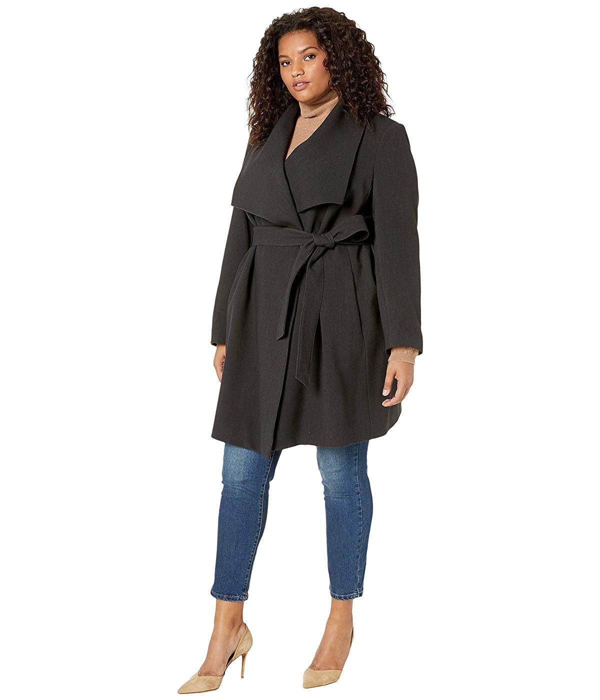 lauren ralph lauren belted drape front coat