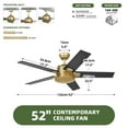 thumbnail image 6 of Uforic 52 Inch Modern Black Gold Ceiling Fan with Wall Switch Remote,Ceiling Fan No Lights for Indoor Outdoor, 6 of 9