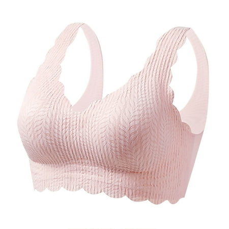 Summer Savings   Fashion Women Bra  Large Size  Solid Color  Wave Lace  Wireless Soft Support  Daily Wear  Comfortable Bra for Home/Office  Women s Plus Size Clearance | Pink XXXL  Sopatenor