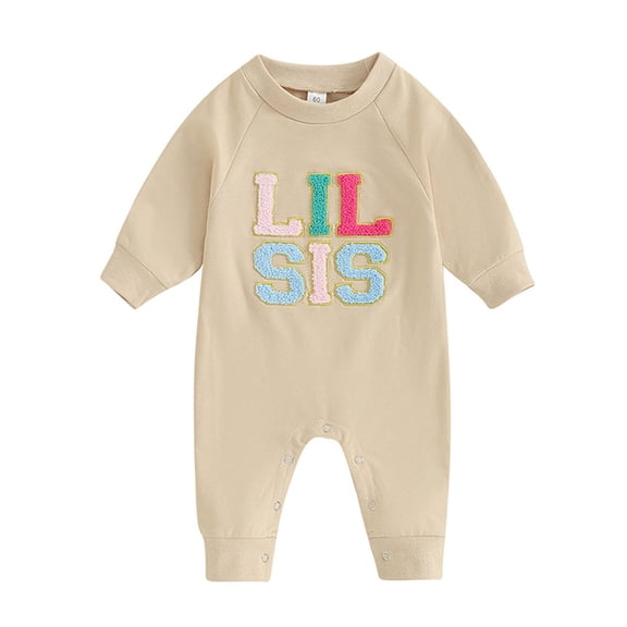 ATAIKU Newborn Baby Girl Bodysuit Sister Matching Sweatshirt Overall Romper Fall Winter Clothes LIL SIS