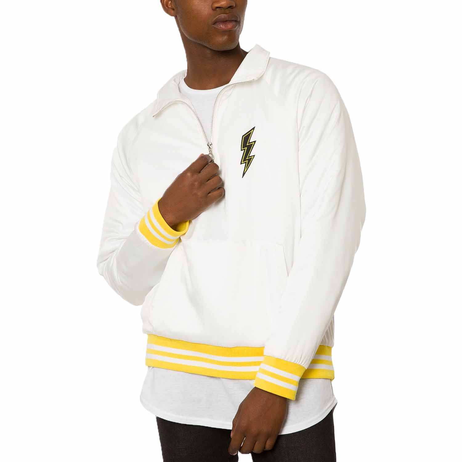 Jaywalker Jaywalker Men's Satin Quarter Zip Varsity Jacket (White, XX