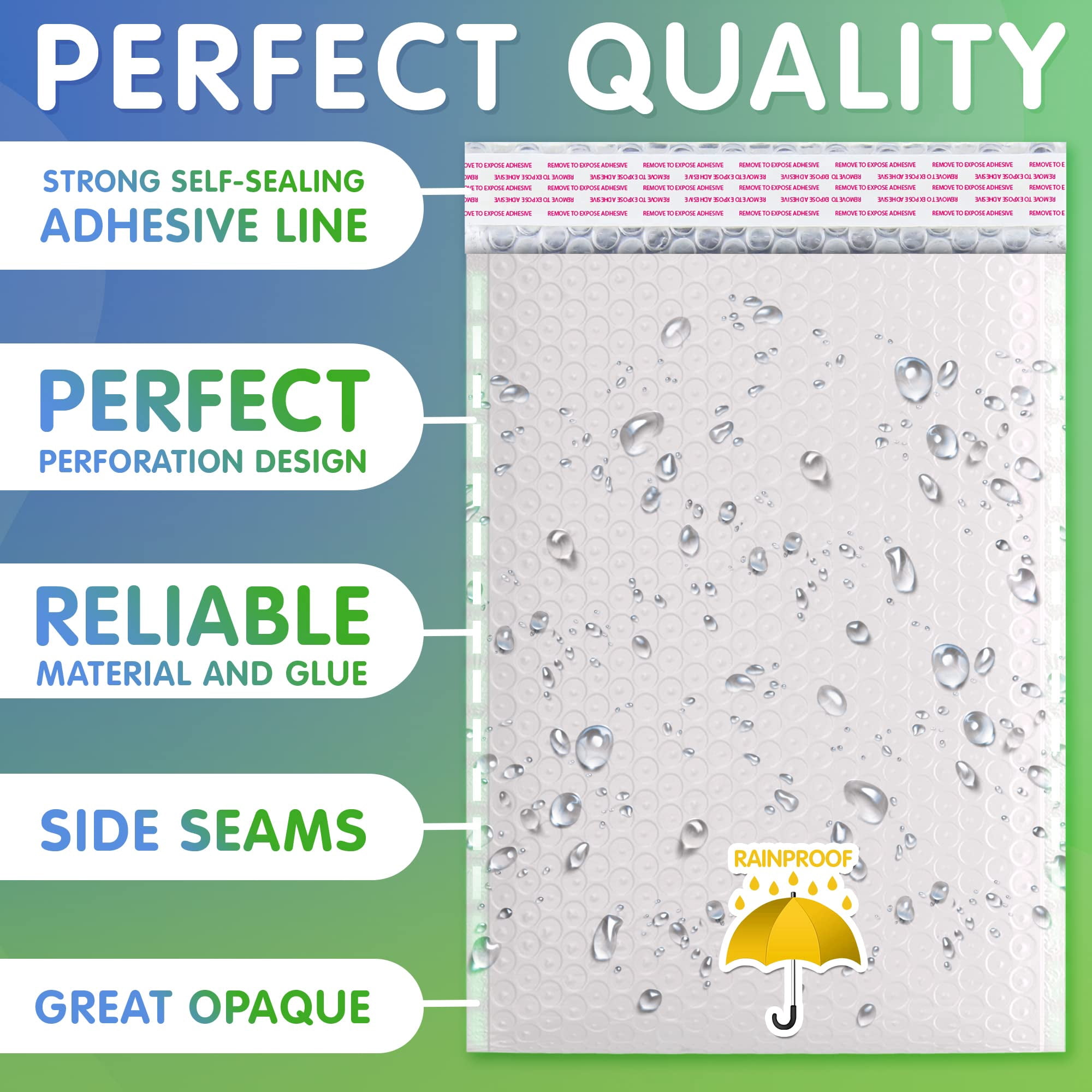 Poly Bubble Mailers 300 pack 8.5 x 13.5 in White Padded Self Seal Waterproof