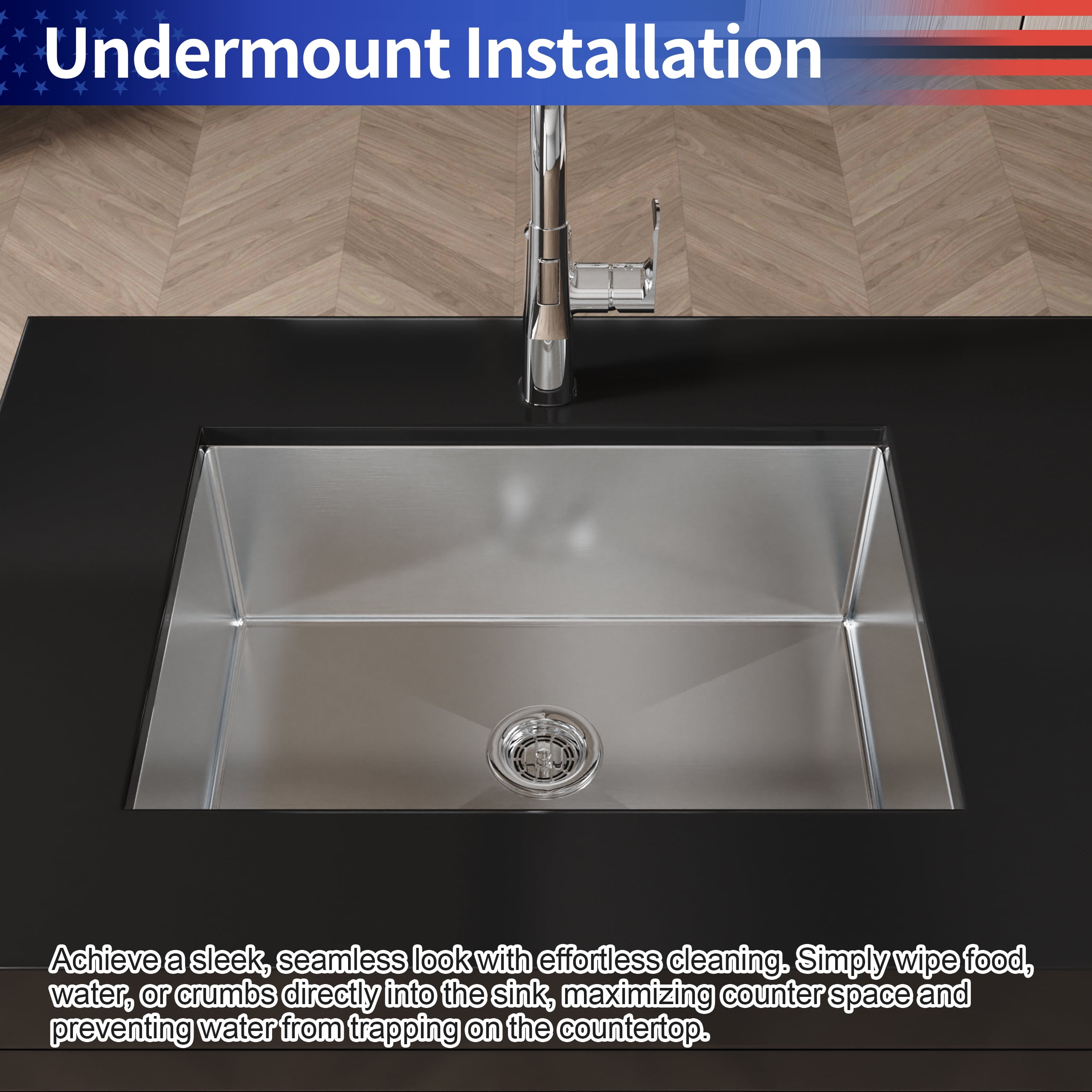 27-in Undermount Stainless Steel Kitchen Sink Single Bowl 16 Gauge Brushed Nickel Handmade Sink with Drain And Hooks