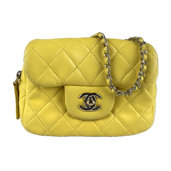 Pre-Owned CHANEL Shoulder Bag, Lambskin, Yellow Gold, Women's, Z7876