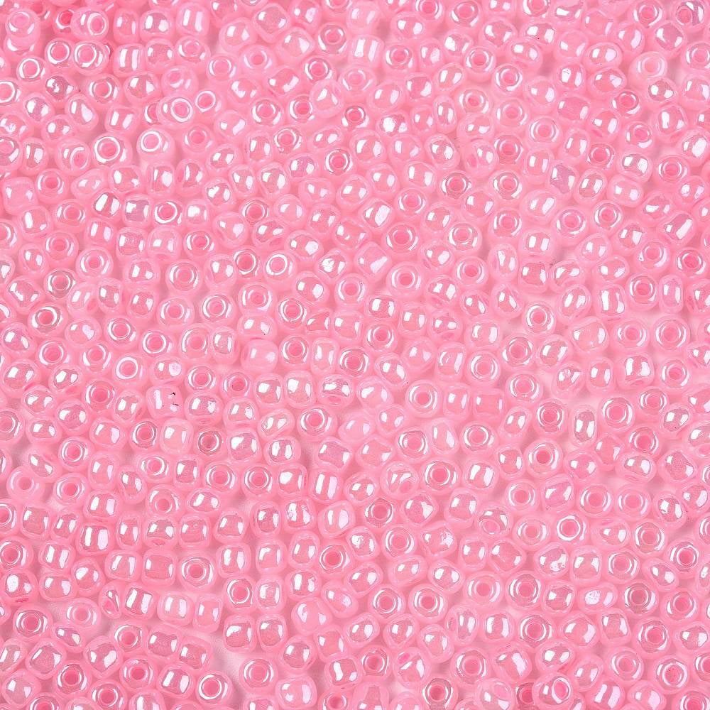 Glass Seed Beads Ceylon Round Pink 4mm Hole: 1.5mm about 4500pcs/pound