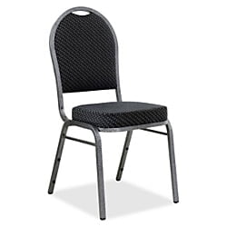 Lorell® Banquet Stack Chair, Textured Fabric, Black/Gray, Set Of 4