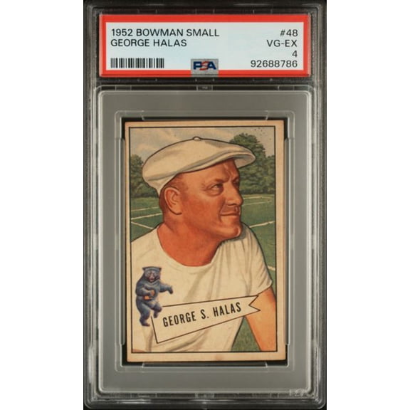 Graded 1952 Bowman Small George Halas #48 Football Card PSA 4 VG-EX