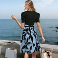 thumbnail image 5 of TQWQT Business Dresses for Women Short Sleeve Flowy Maxi Dresses Floral Print Empire Waist Modest Patchwork Ruffle Hem A Line Dresses Elegant Teacher Outfits, 5 of 5