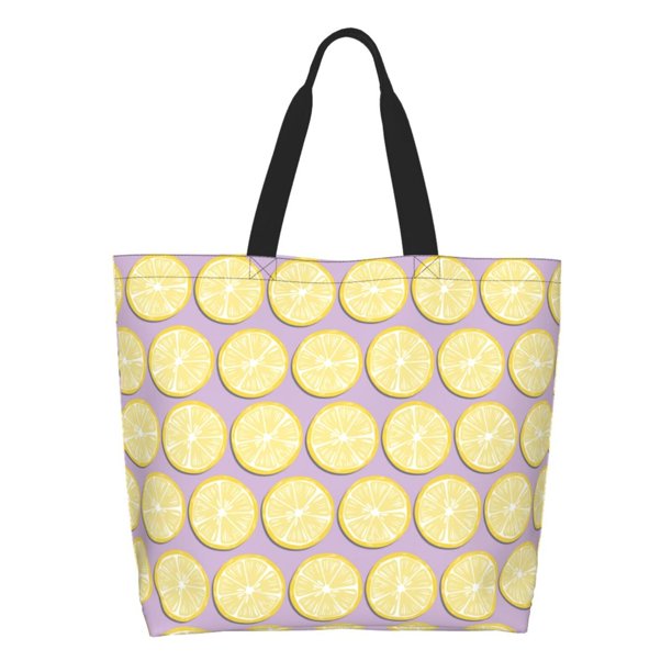Fotbe Yellow Lemon Slices Bolsa Tote Estética de Lona con Estampado para Mujer - Bolsa Reutilizable de Hombro Casual para Vacaciones, Compras, Trabajo y Gimnasio