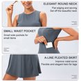 thumbnail image 4 of Women's Tennis Golf Dress Sleeveless with Inner Shorts 4 Pockets for Exercise Workout - Blue-greyish blue-8/L, 4 of 5