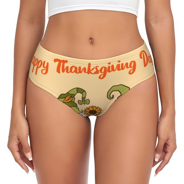 Fotbe Gnomes Happy Thanksgiving Calzones Estampados para Mujer – Ropa Interior de Algodón, Cómoda, Suave y Elástica-XX-Large