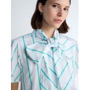 Free Assembly Women's Tie Neck Striped Cotton Mini Dress, Sizes XS-4X