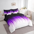 thumbnail image 3 of Manfei Neon Purple Lines Bedding Comforter Set 7 Pieces, Modern Gradient Queen Bedding Sets, Contemporary Geometric Queen Sheet Sets, Luxury Bedroom Decor, 3 of 8