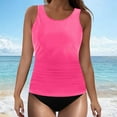 thumbnail image 2 of WCMZJ Womens Tankini Bathing Suits Two Piece Tummy Control Swimsuits Ruched Tank Top with Bikini Bottom Hot Pink 2XL, 2 of 5
