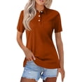 thumbnail image 2 of Nestiefly Women's Polo Shirts Short Sleeve Button Down Collared Shirts Business Casual Tops Athletic Tennis Golf Blouses Vermilion XXL, 2 of 5