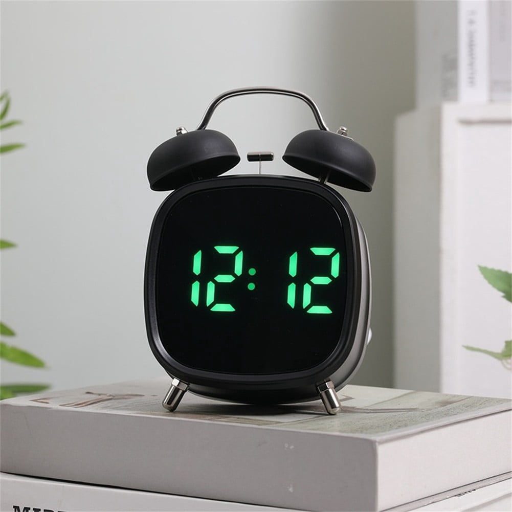 Digital Alarm Clock With Classic Twin Bell Design Led Display And Flexible Power Options For Home And Workplace