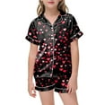 thumbnail image 2 of ZTKWD Valentine's Day Girls Womens Pajamas, Satin Silky Pjs Set Kids 2Pcs Button-Down Nightwear Sleepwear Gift Home Love Heart, 2 of 4