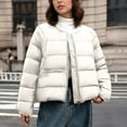 thumbnail image 4 of Veste Matelassée Courte à Ourlet à Cordon pour Femmes, Col Rond, Coupe Ample Légère, Style Décontracté d'Hiver avec Poches, 4 of 9