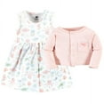 thumbnail image 3 of Hudson Baby Toddler Girl Cotton Dress and Cardigan Set, Pastel Sea, 3 Toddler, 3 of 5