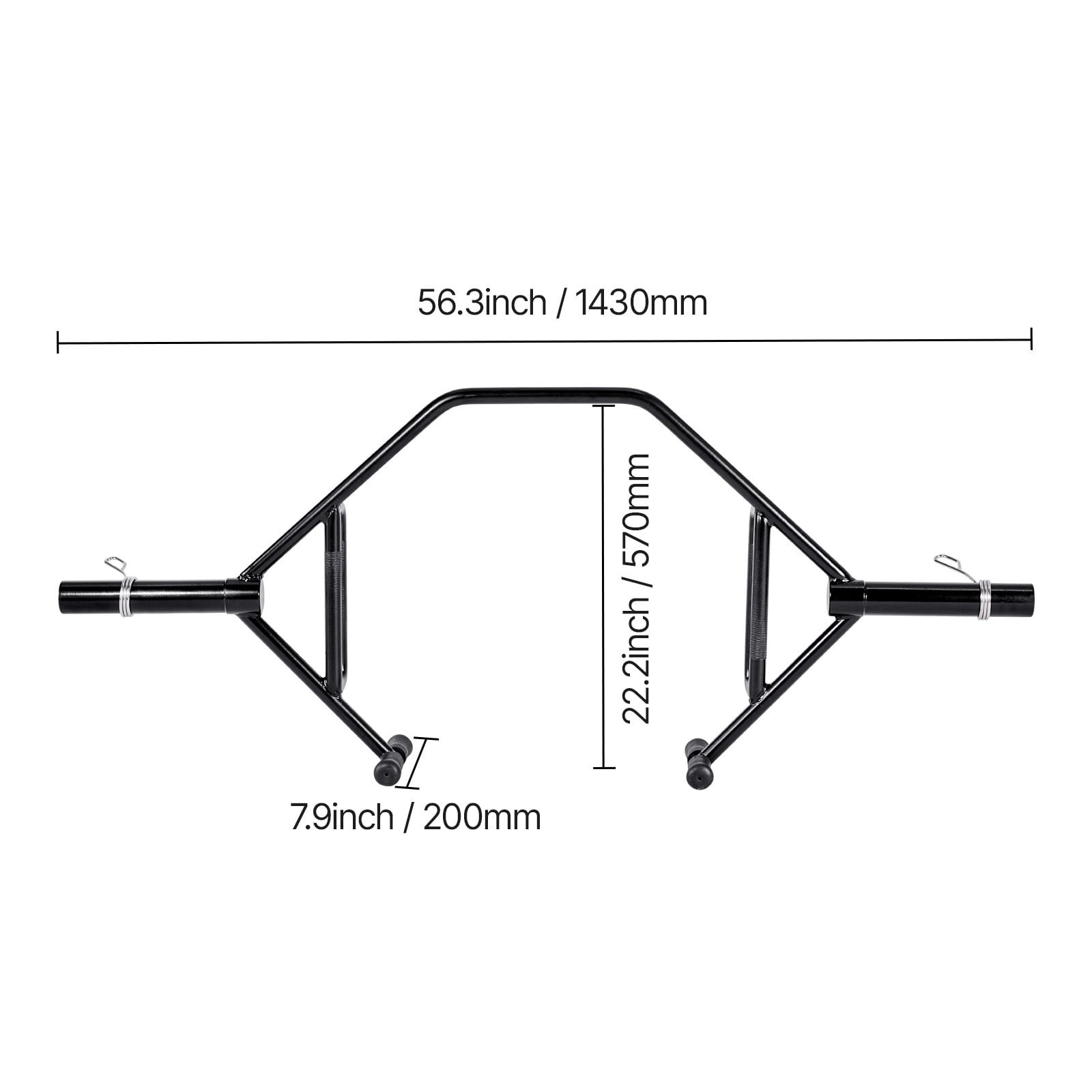 Dranite Trap Hex Bar, 2" Open End Barbell Frame, 800 lbs Capacity with Knurled Grips - Shrug Bar for Weightlifting, Squats, Deadlifts - Home Gym Strength Training Equipment