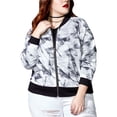 thumbnail image 1 of mblm Womens Mesh Bomber Jacket, White, Plus Size, 2X, 1 of 1