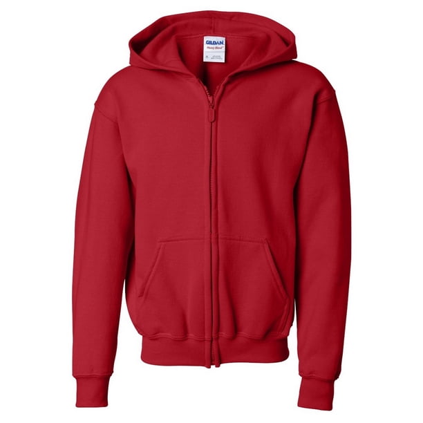 Gildan - Sudadera con capucha y cremallera completa Modelo Heavy Blend Unisex niños niñas (Rojo)