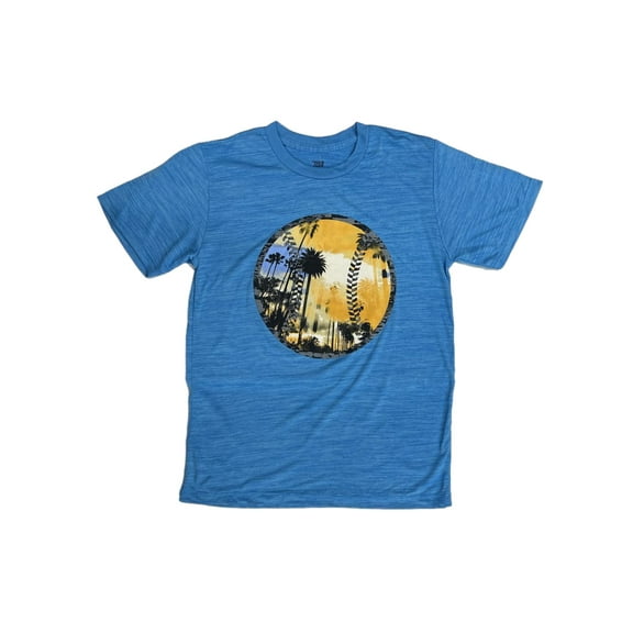 Boys Blue Athletic Sunset Beach Baseball Short Sleeve T-Shirt Shirt Medium