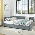 thumbnail image 4 of Newest Queen Size Upholstered Daybed with Tufted Backrest & Storage Drawers, Velvet Sofa Bed Frame for Bedroom & Living Room,Grey, 4 of 13