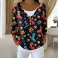 thumbnail image 2 of Women's Fashion Long Sleeve Christmas Snowman Snowflake Print Jacket Cardigan for Holiday Party and Casual Daily Wear,Dark Blue,XL, 2 of 7