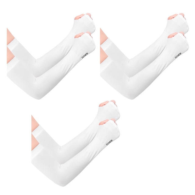 3 pares de guantes de protección solar con protectores para los dedos, mangas de seda helada, mangas de protección UV para hombres y mujeres