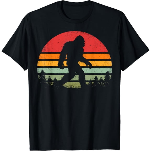 Bigfoot Retro Vintage 70s 80s Sasquatch Lovers Men Women T-ShirtMen and women, Black T-shirt, size: Extra large