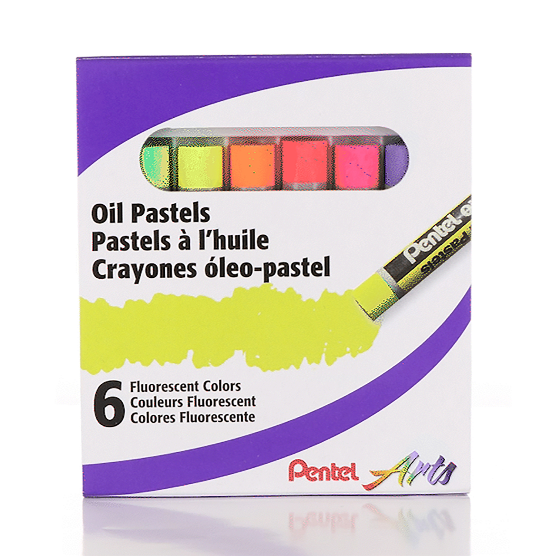 Pentel Arts Oil Pastels, Fluorescent, 6 Per Set, 6 Sets