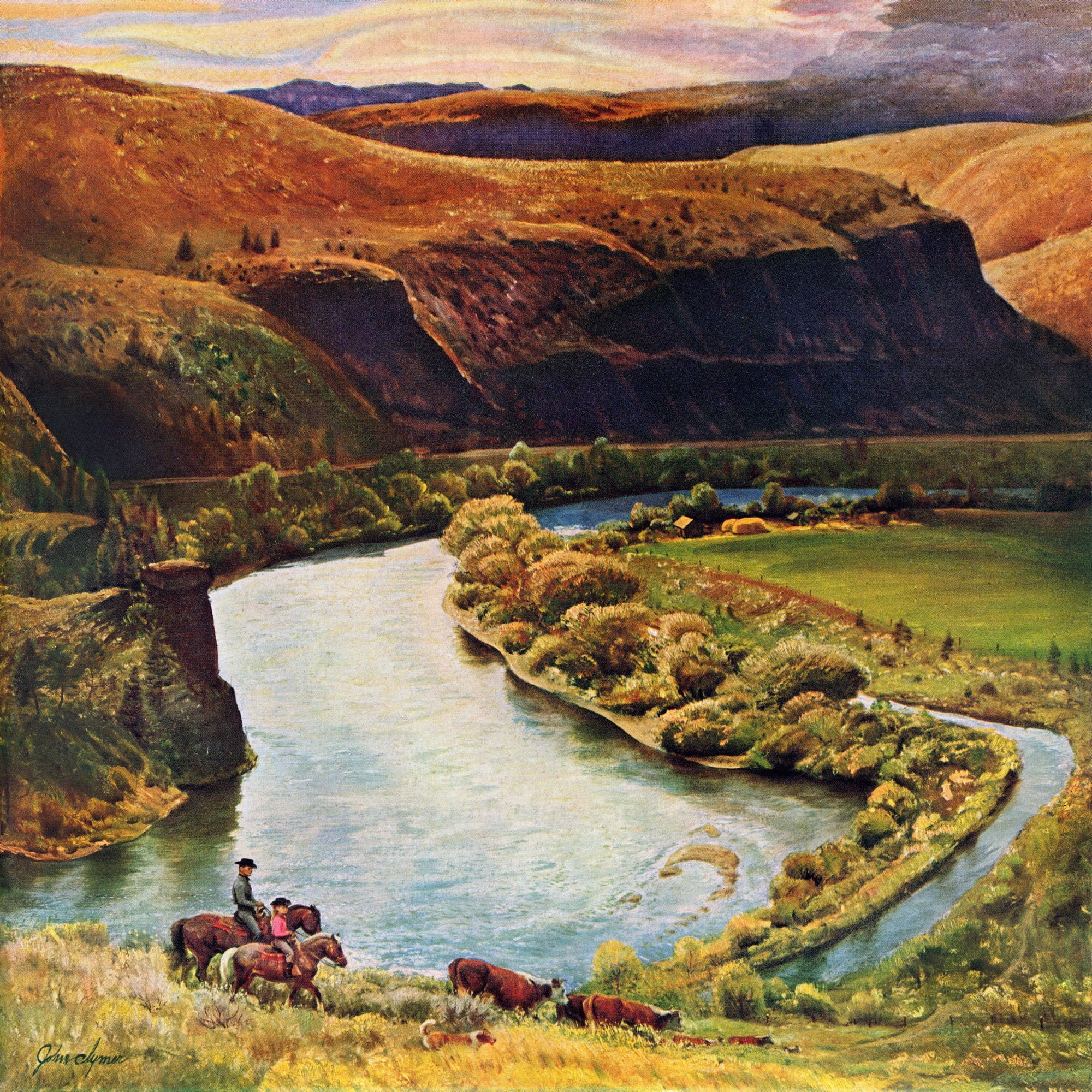 "Yakima River" Painting Print on Wrapped Canvas
