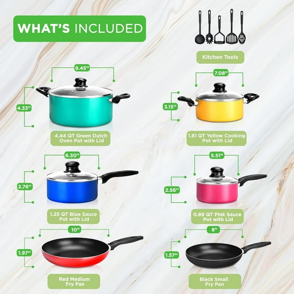15-Piece Non Stick Kitchen Cookware Set