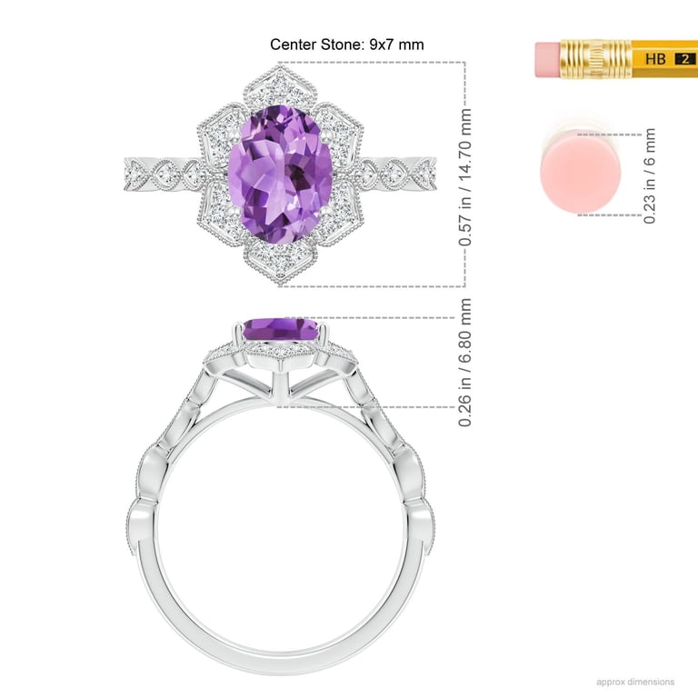 ANGARA Natural 1.6 Ct. Amethyst with Diamond Side Stones Ring in ANGARA Natural 1.6 Ct. Amethyst with Diamond Side Stones Ring in