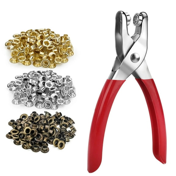 NATEFEMIN Grommet Tool Kit for Crafting Applications Metal Pliers 300 Eyelets Gold Silver Bronze Easy Operate