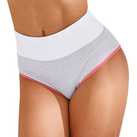 Riforla Ladies Panties Women s Solid Color High Waist Sexy Triangle Underwear Plus Size Womens Underwear Briefs Grey S