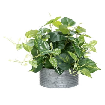 Mainstays 12" Green Artificial Ivy  in Silver Galvanized Container