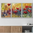 thumbnail image 2 of wall26 - 3 Piece Framed Canvas Wall Art - Poppies, Flowers, Modern Home Art Stretched and Framed Ready to Hang - 24"x36"x3 White, 2 of 5