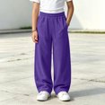 thumbnail image 5 of Nugftut Girls Sweatpants Elastic Waist Loose Wide Leg Pants with Pockets Sizes 7-8, 5 of 9