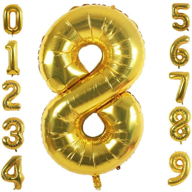 Ballon Numéro d'Or, un Ballon Numéro Qui Peut Être Utilisé à Plusieurs  Reprises. Ballon en Aluminium Emballé Individuellement pour la Décoration  de Mariage, la Décoration de Fête et (Nombre d'Or 0-9) 