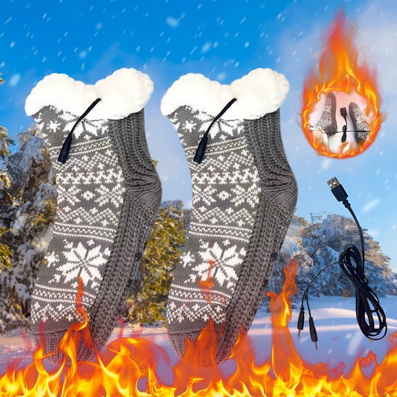 TELOLY Usb Heated Socks for Adults Rechargeable Battery Powered Thermal Winter Warmth Outdoor Indoor Use Rechargeable Heated Socks