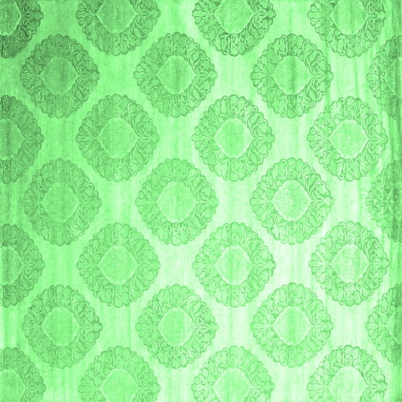 Ahgly Company Indoor Square Abstract Emerald Green Contemporary Area Rugs, 7' Square